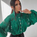 Koszula koronkowa Autumn Flowers Ola Voga butelkowa zieleń