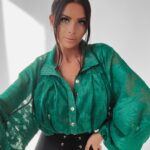 Koszula koronkowa Autumn Flowers Ola Voga butelkowa zieleń