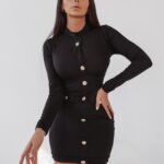 Sukienka z guzikami Ola Voga Black Luxury czarna