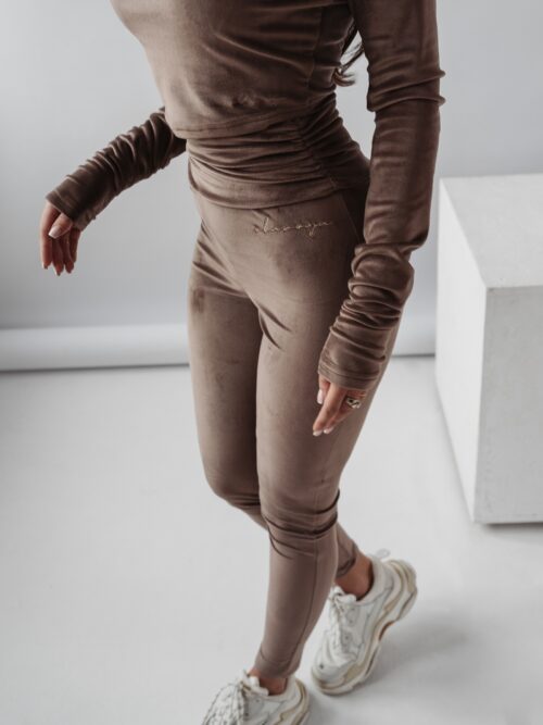 Legginsy welurowe Ola Voga Deep Velvet brązowe