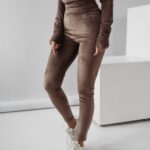 Legginsy welurowe Ola Voga Deep Velvet brązowe