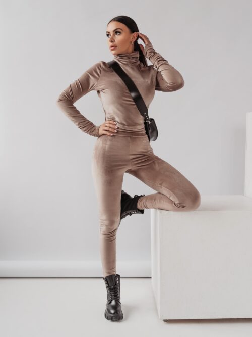 Legginsy welurowe Ola Voga Deep Velvet c.beżowe