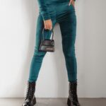 Legginsy welurowe Ola Voga Deep Velvet butelkowa zieleń