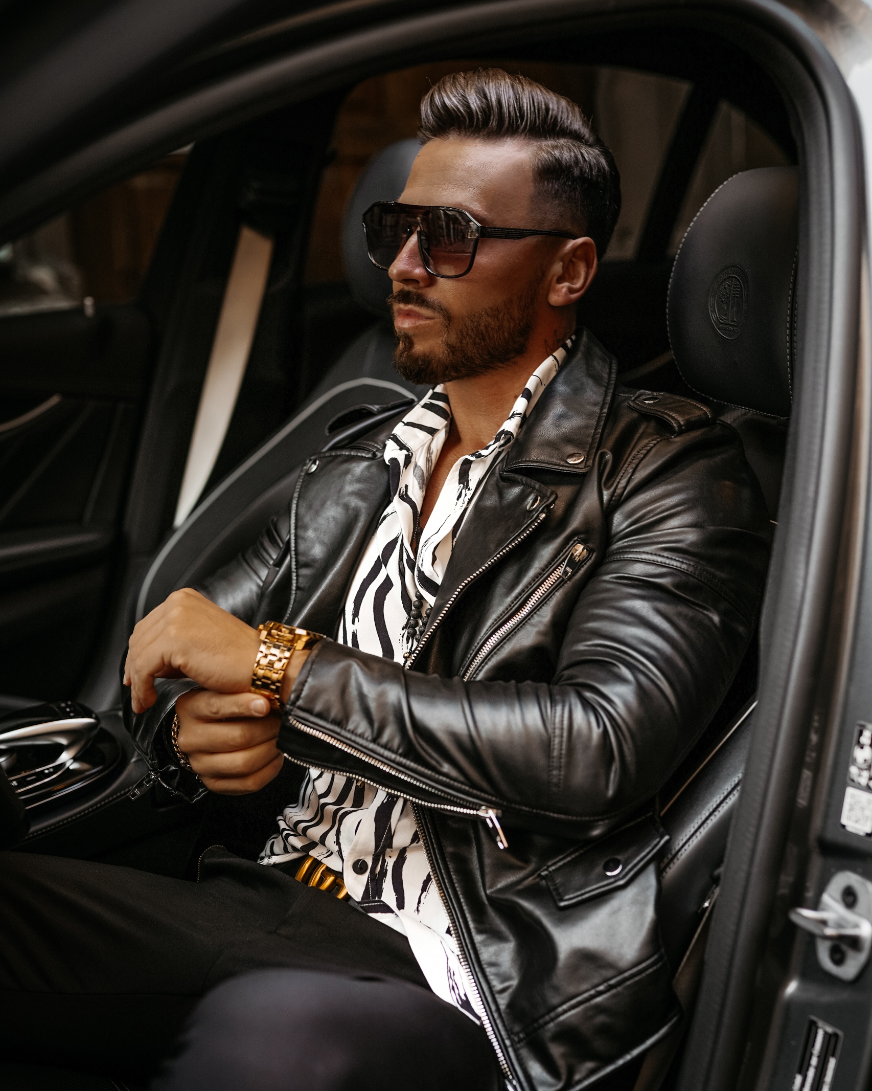 Koszula męska dopasowana Ola Voga Elegant Print biała