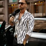 Koszula męska dopasowana Ola Voga Elegant Print biała