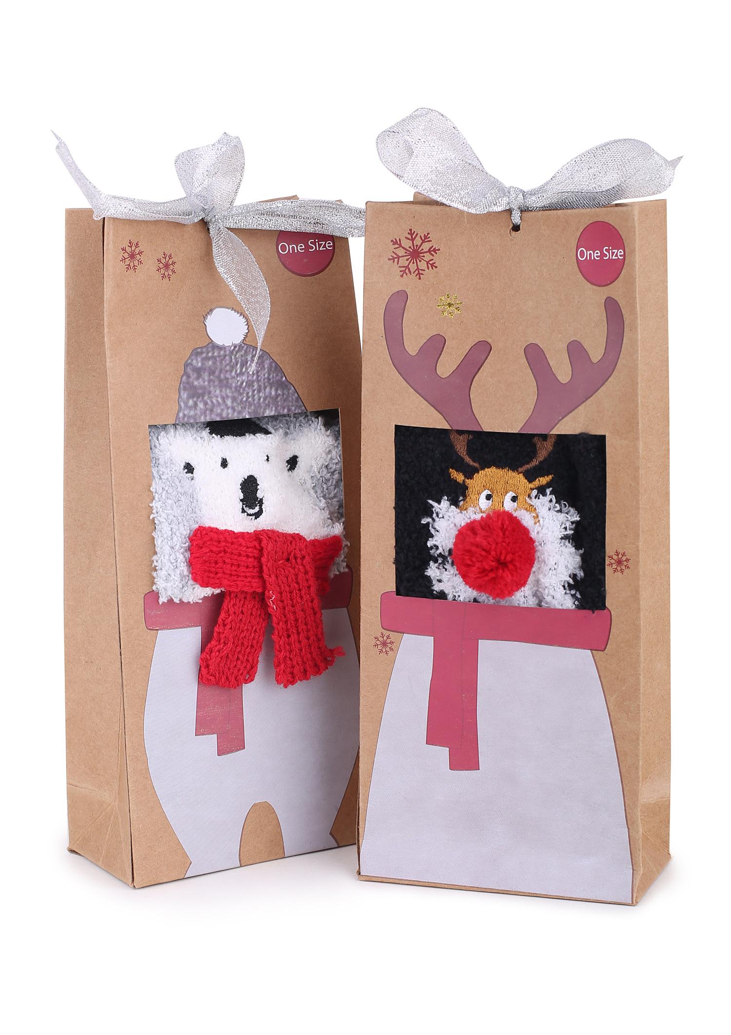 Szare świąteczne skarpetki z misiem Szare świąteczne skarpetki z misiem