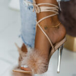 Sandały szpilki z puszkiem Madam Meeru beżowe