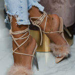 Sandały szpilki z puszkiem Madam Meeru beżowe