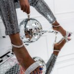 Sandały błyszczące Madam DiamondRing srebrne