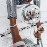 Sandały błyszczące Madam DiamondRing srebrne