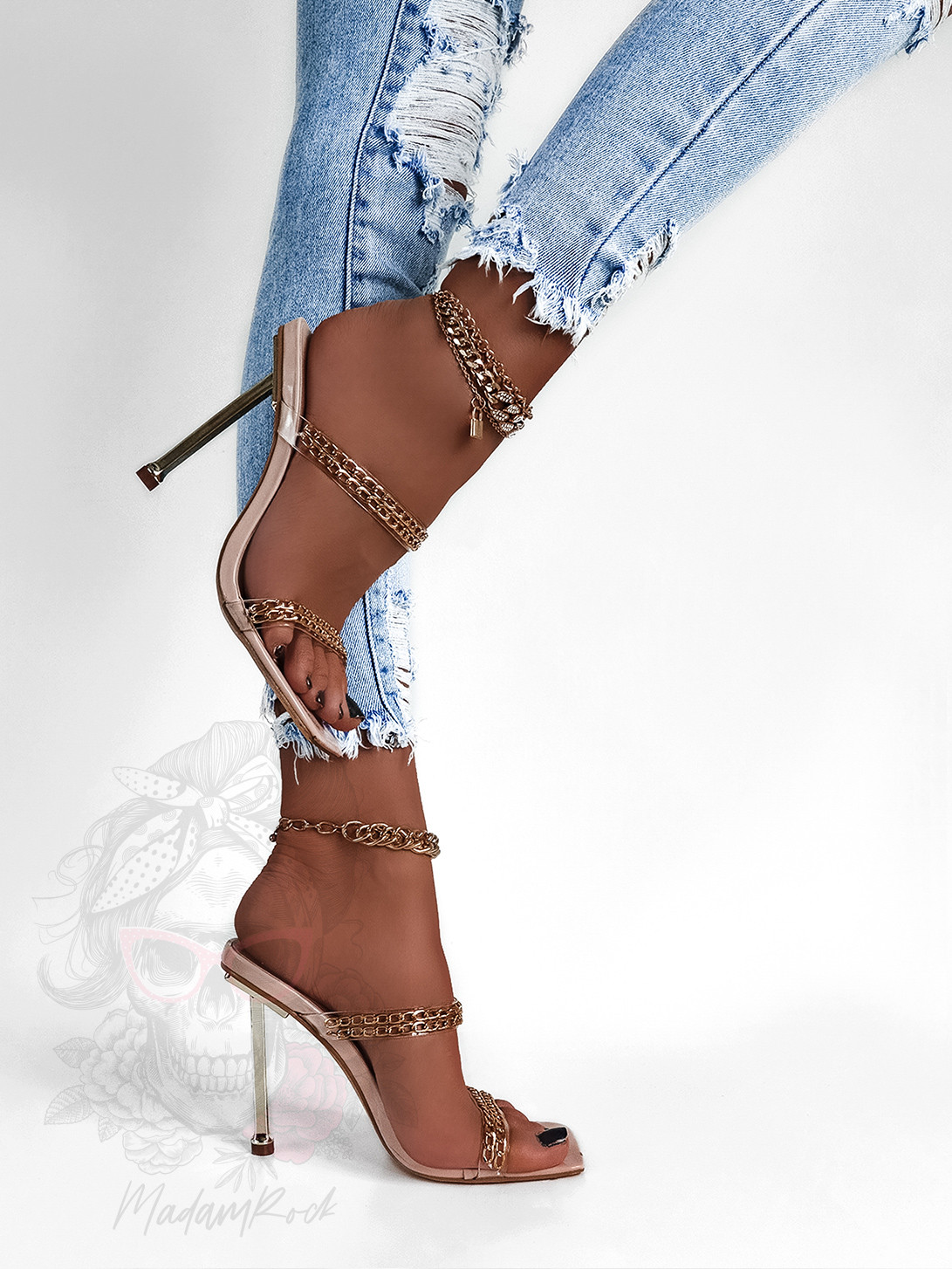 Klapki szpilki Madam Beibes beżowe