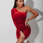 Sukienka welurowa Ola Voga Lovely Night czerwona