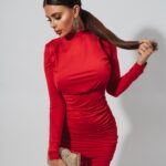 Sukienka marszczona Elegant Lady Ola Voga czerwona