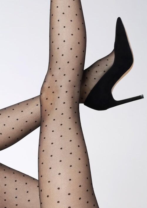 Rajstopy cienkie w kropki 20 den czarne