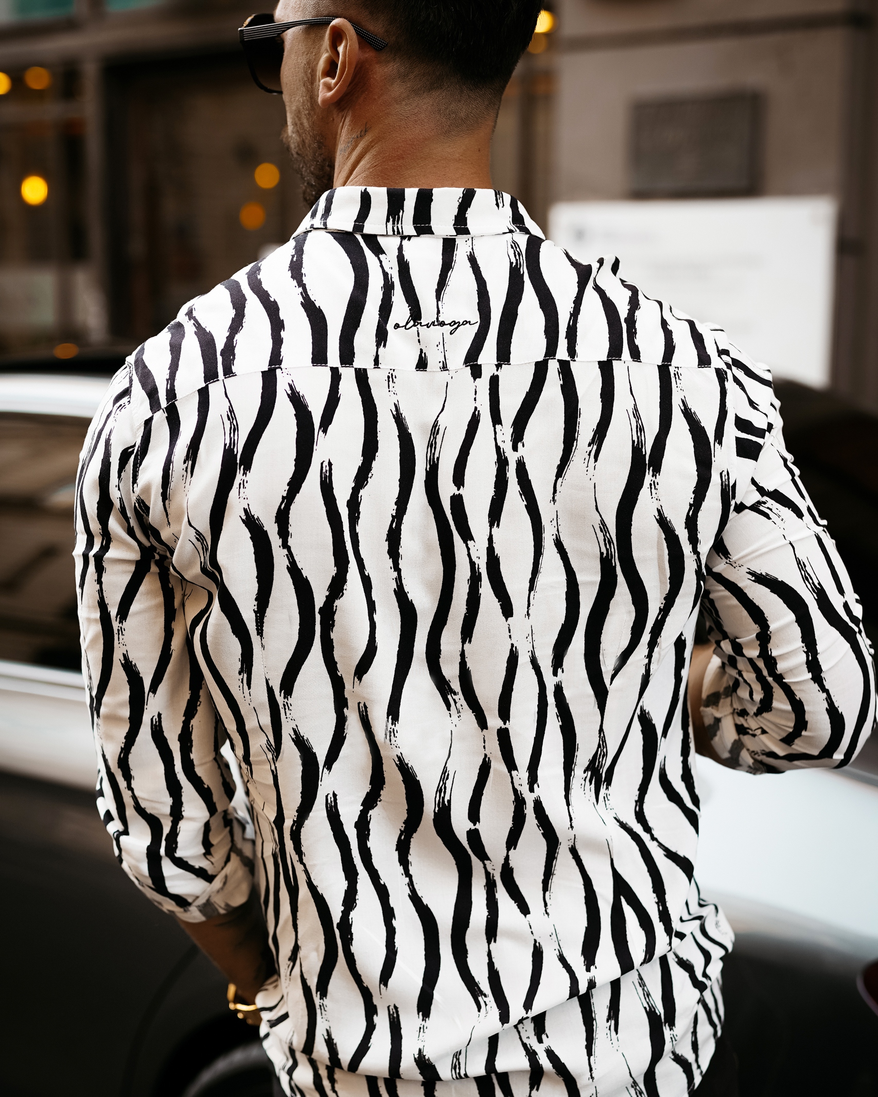 Koszula męska dopasowana Ola Voga Elegant Print biała