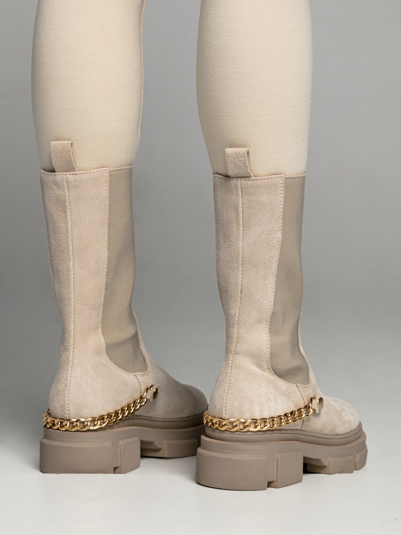 Botki trapery Rock Nendes beżowe zamszowe