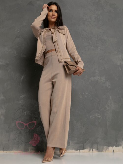 Komplet dzianinowy 3-częściowy Moshe beżowy