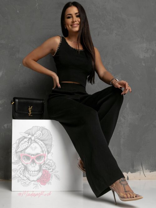 Komplet dzianinowy 3-częściowy Moshe czarny