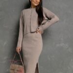 Komplet dzianinowy 3-częściowy Mamma cappuccino