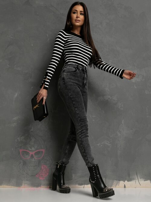 WYPRZEDAŻ-Sweterek w paski BeClass czarny