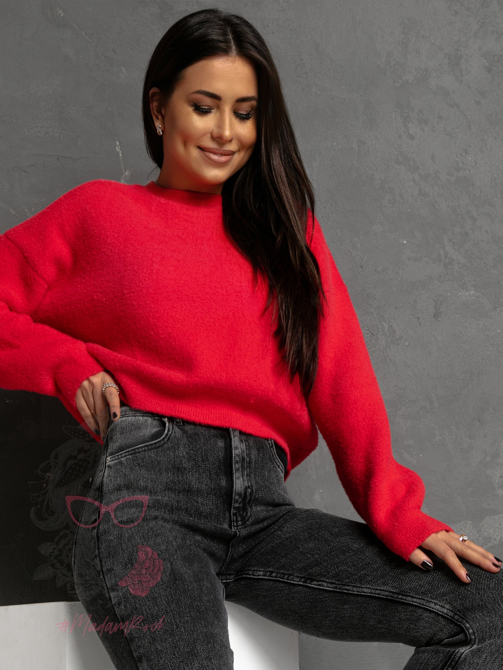 Sweter miękki Felesz czerwony