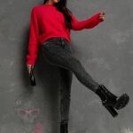 Sweter miękki Felesz czerwony