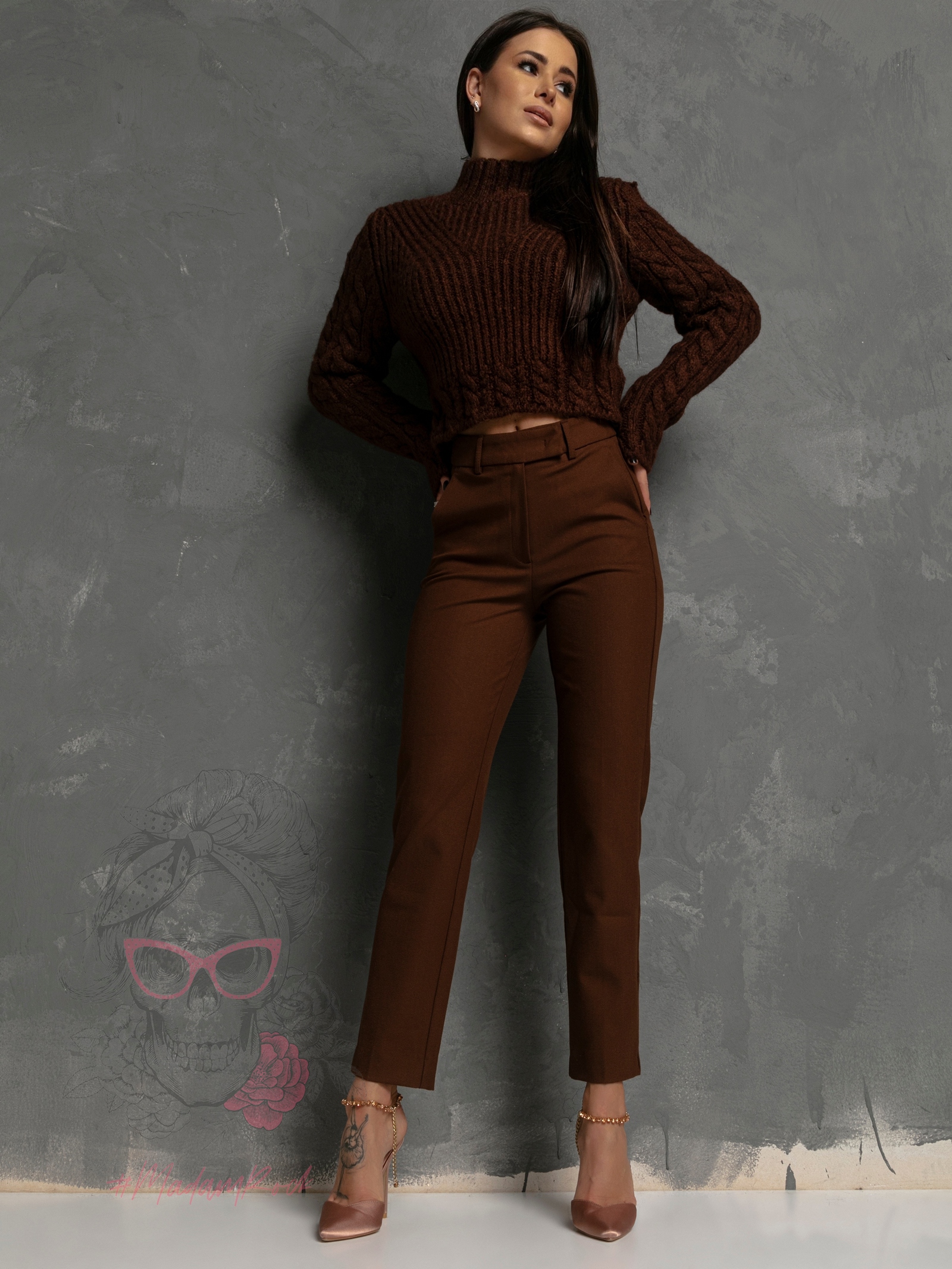 Spodnie eleganckie Copito melanż brąz