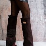 Kozaki koturny Madam Givme czekoladowe zamszowe