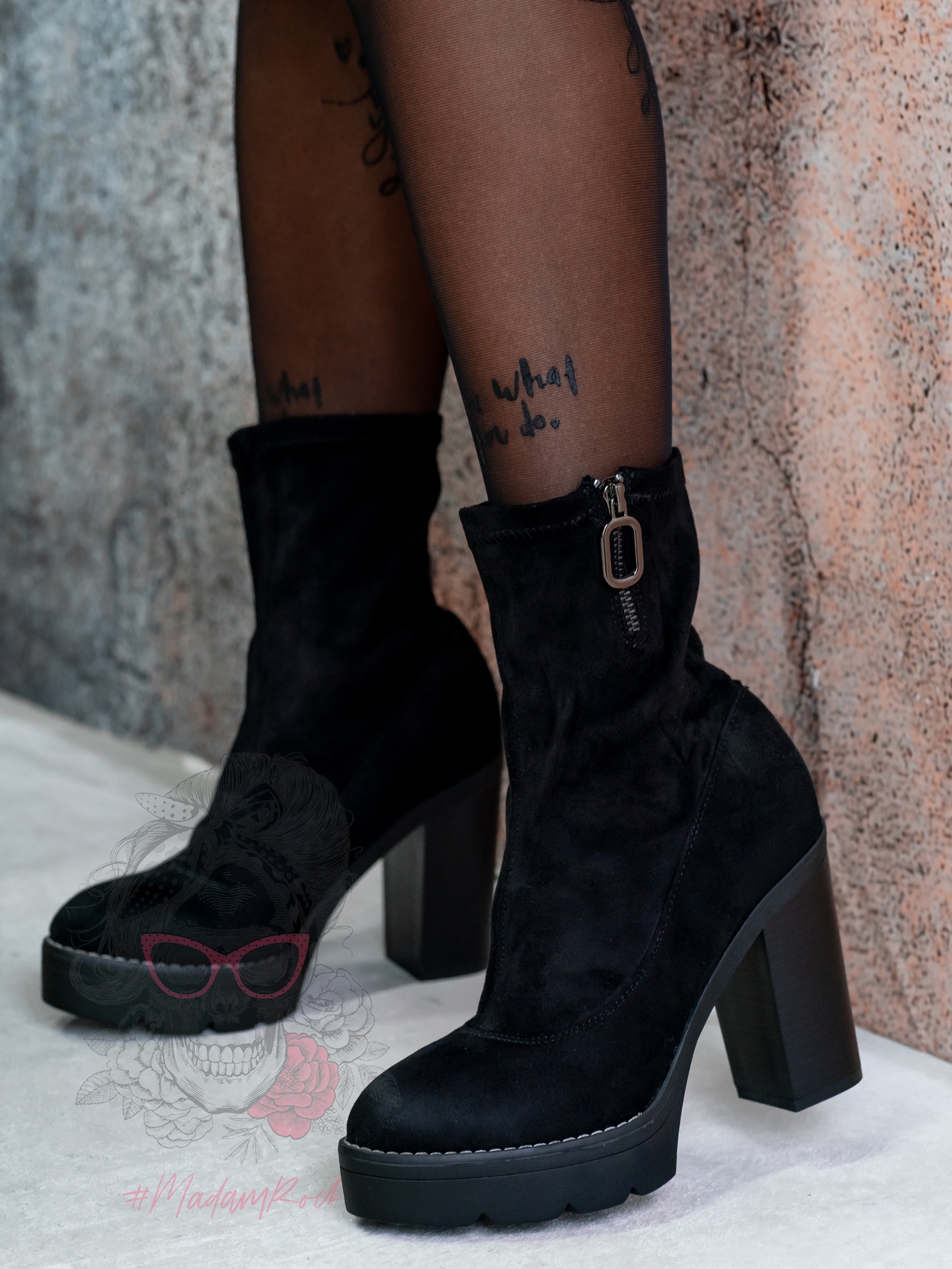 Botki na słupku Madam Leme czarne