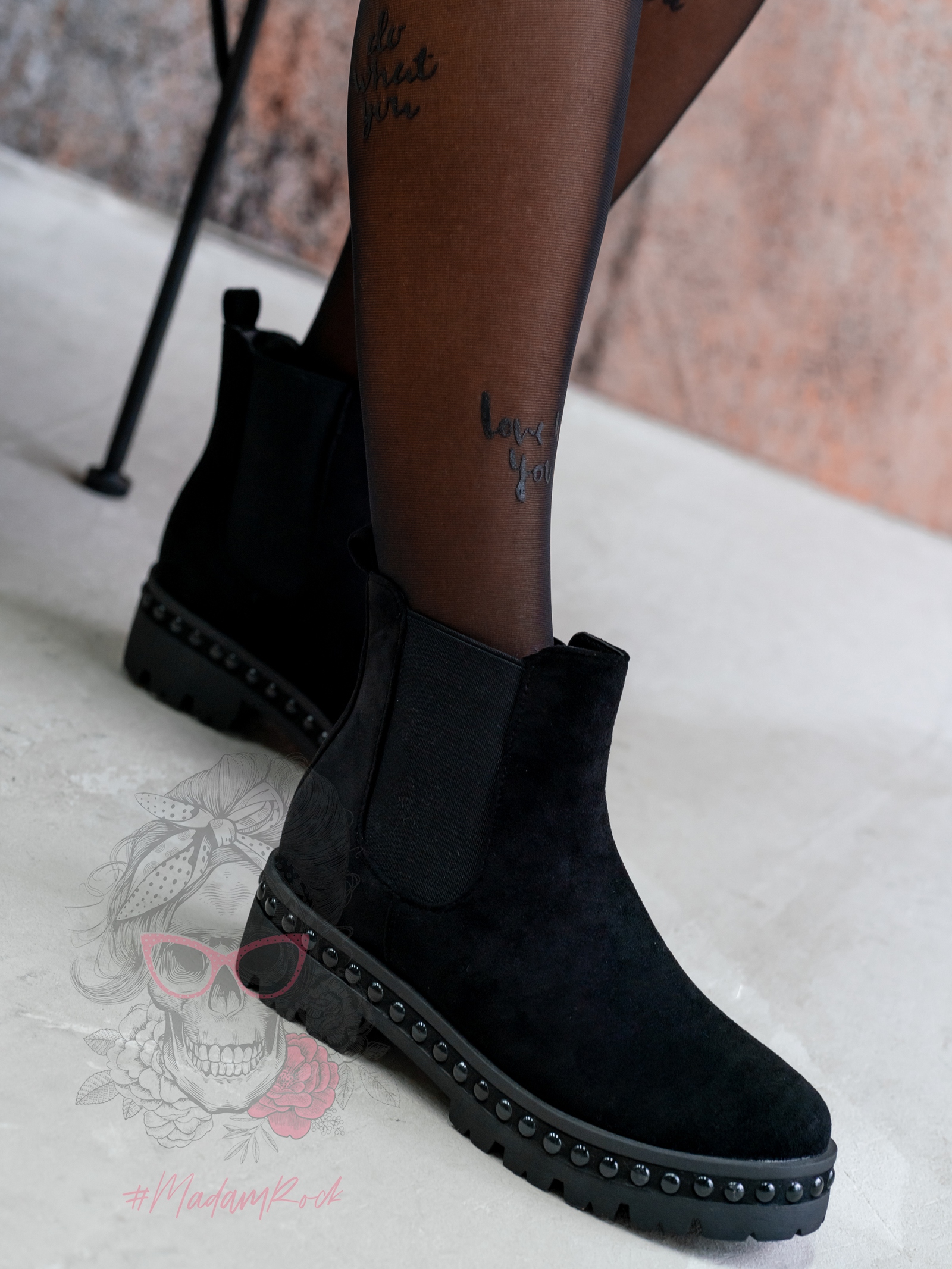 Botki zamszowe Troca Rock czarne