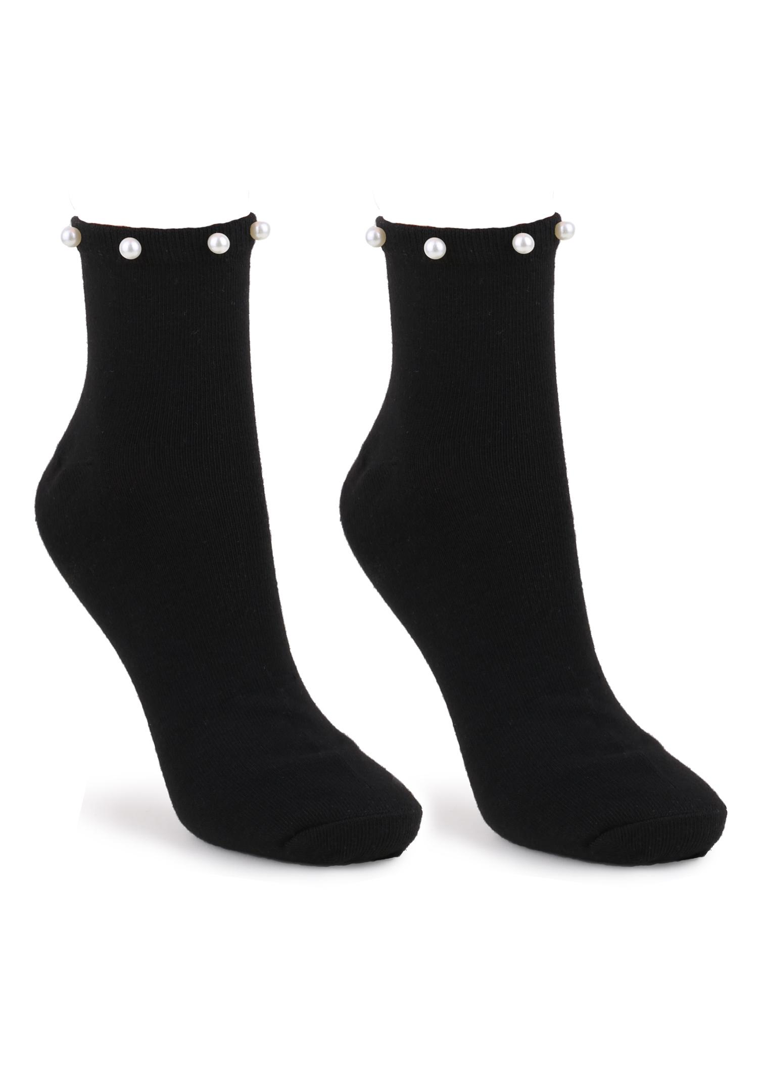 Skarpetki z perłami Opi czarne