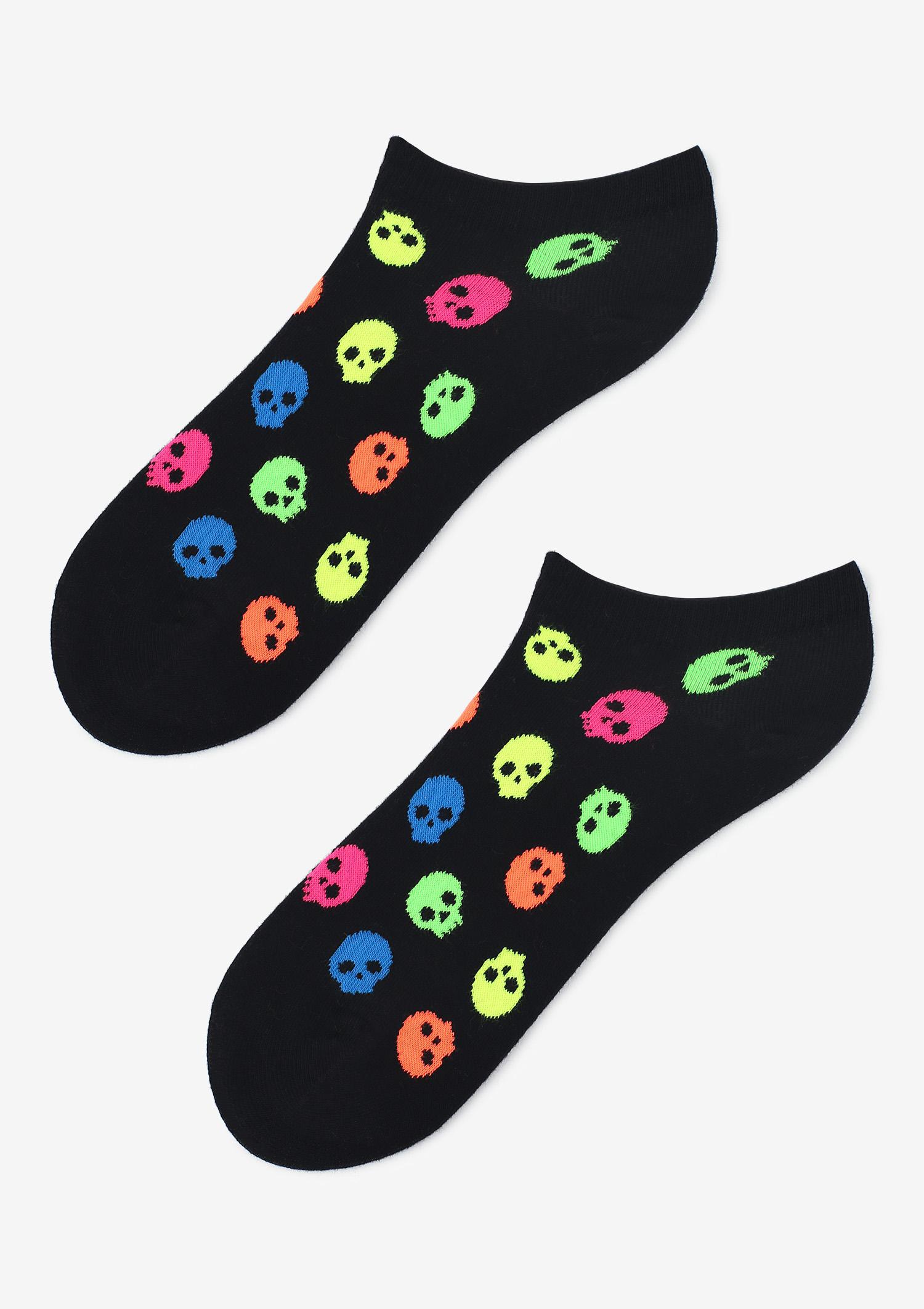 Bawełniane stopki damskie w neonowe czaszki