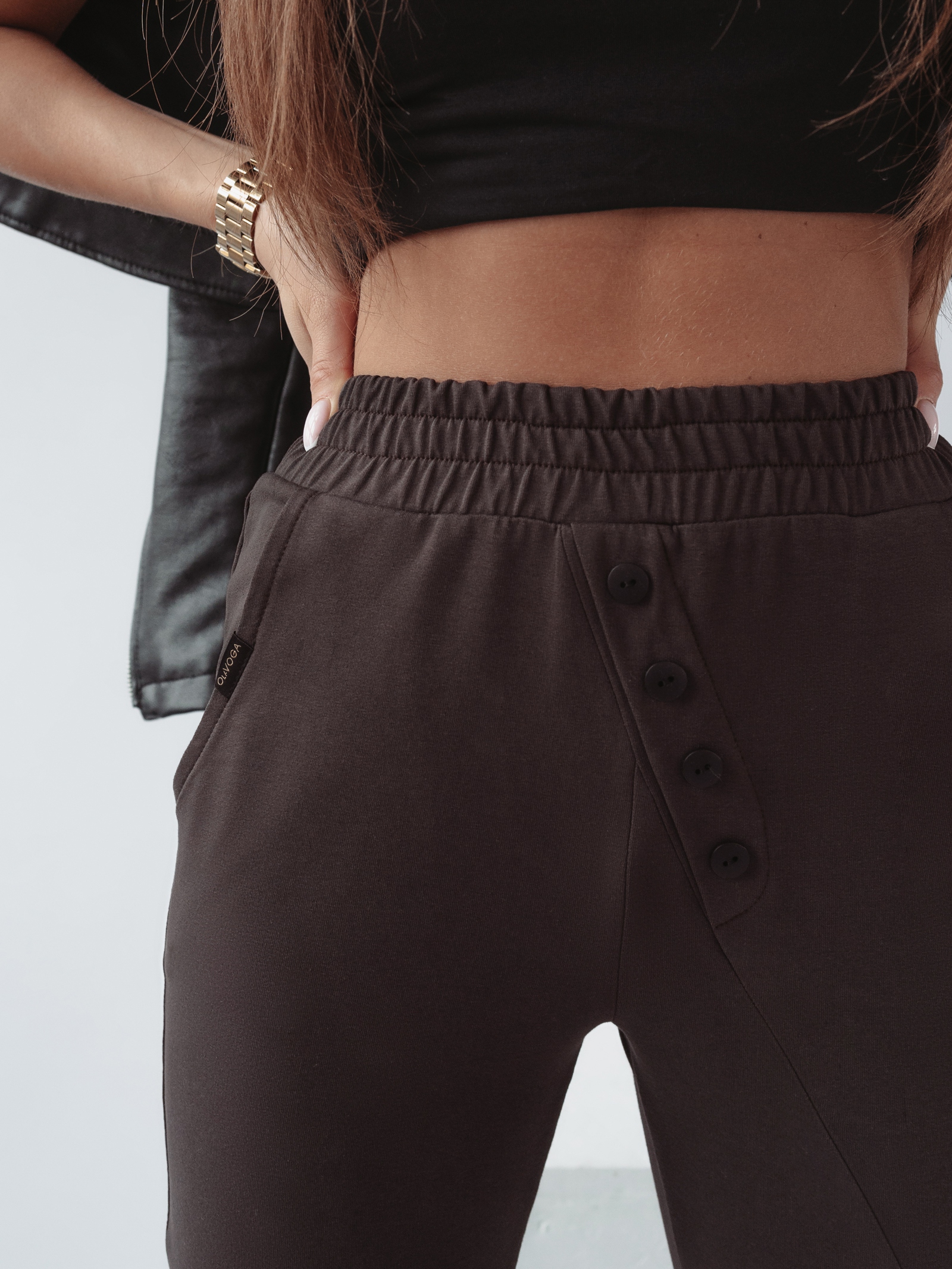 Spodnie z wyższym stanem New Asymmetry Ola Voga brązowe Spodnie z wyższym stanem New Asymmetry Ola Voga brązowe