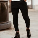 Spodnie bawełniane męskie Black Comfort Ola Voga czarne