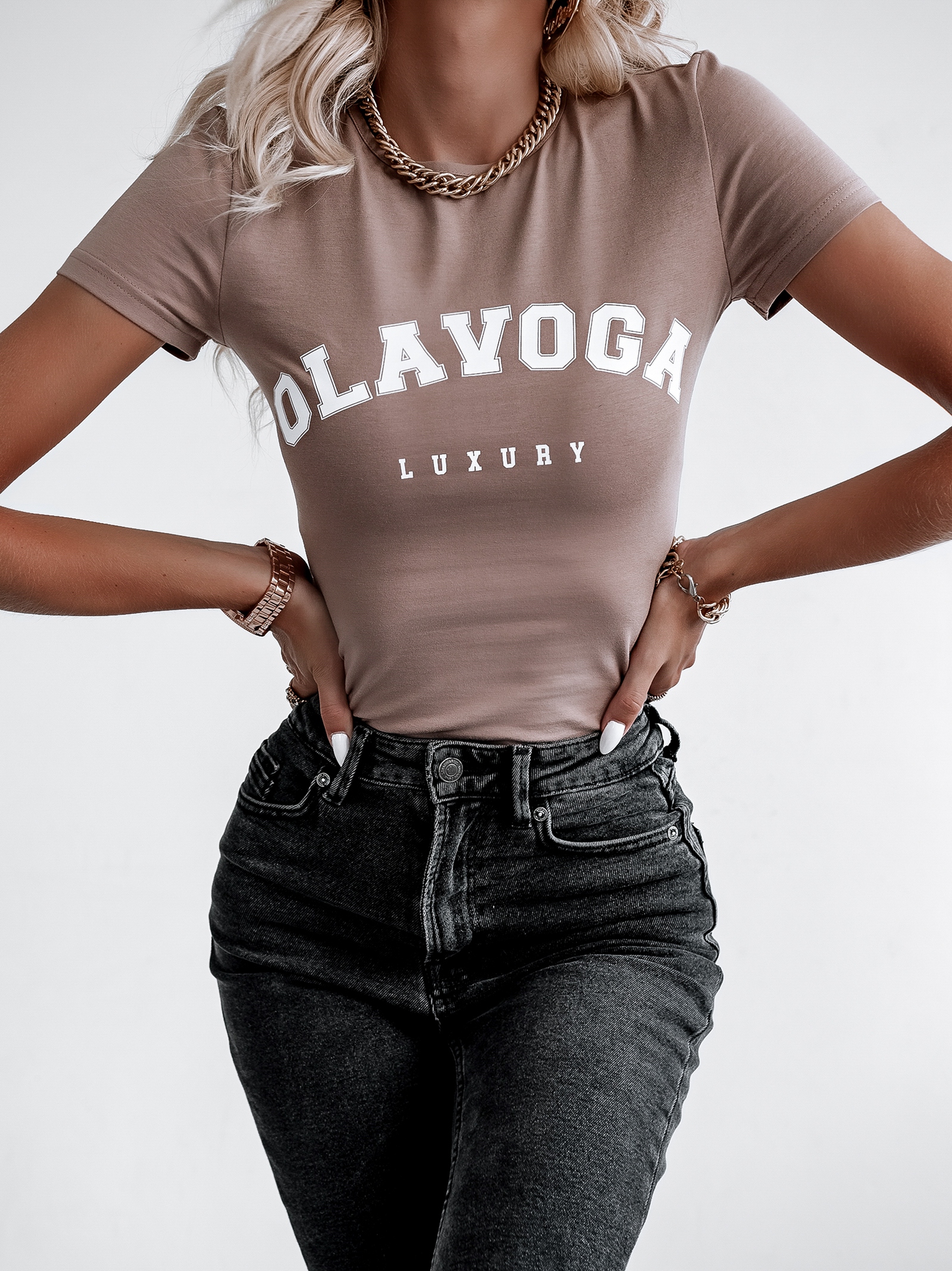 T-shirt klasyczny Cool Print Ola Voga c.beż