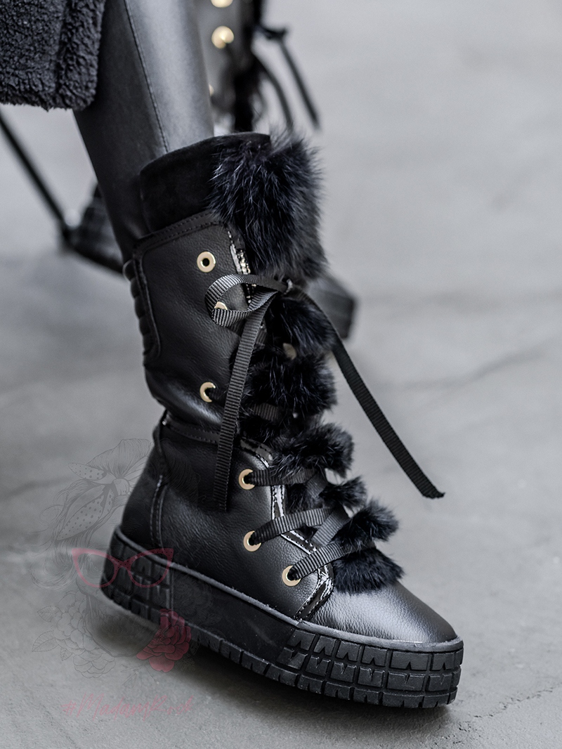 Śniegowce z futrem Madam Moto II czarne