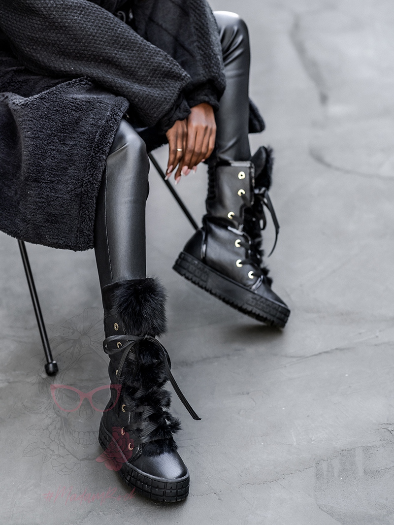 Śniegowce z futrem Madam Moto II czarne