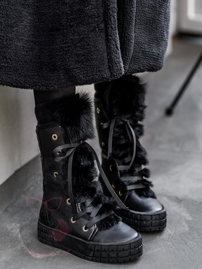 Śniegowce z futrem Madam Moto II czarne