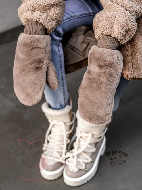 Rękawiczki pluszowe na jeden palec j.karmelowe