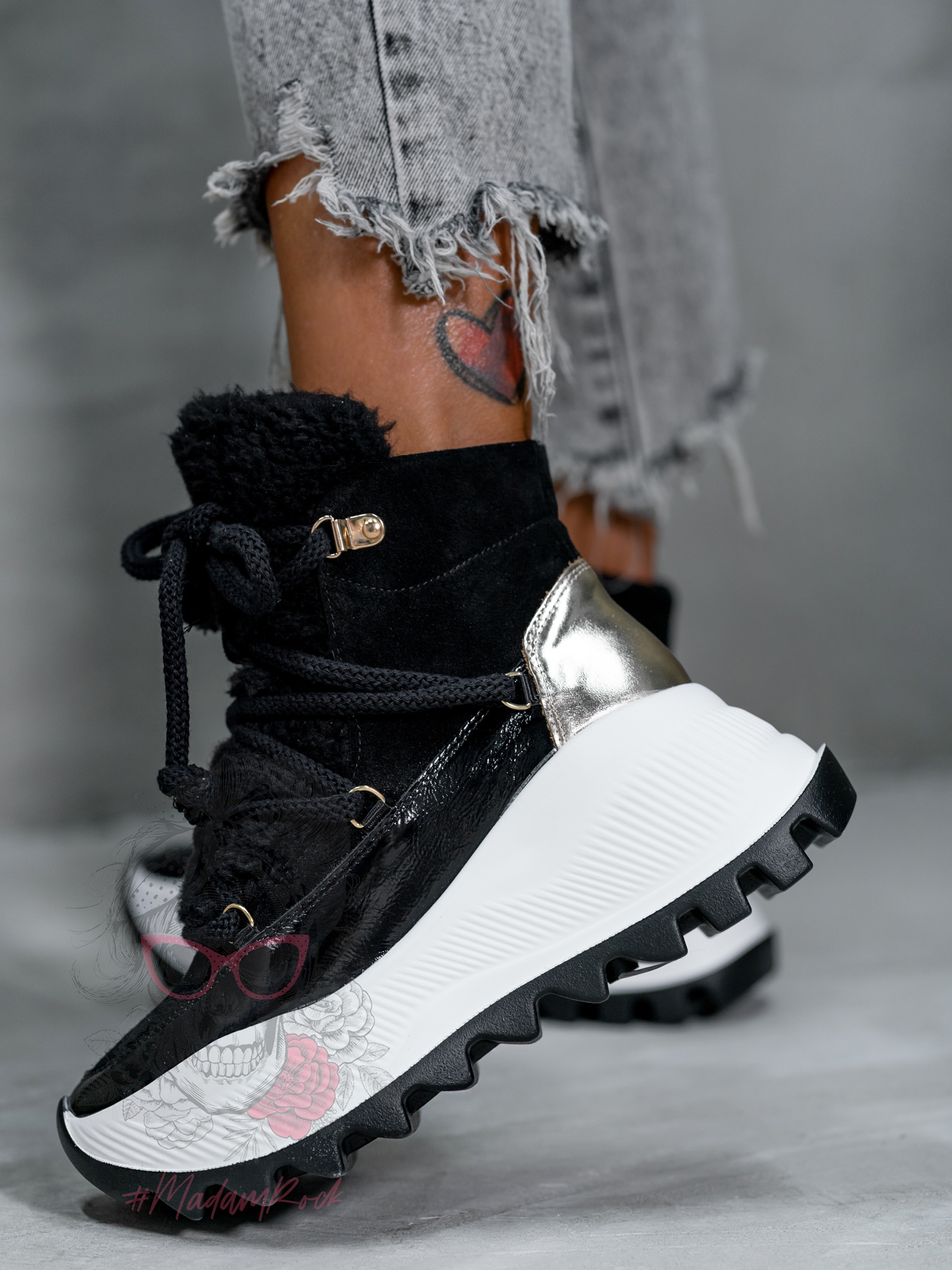 Sneakersy z kożuszkiem Madam Abrigo czarne Sneakersy z kożuszkiem Madam Abrigo czarne