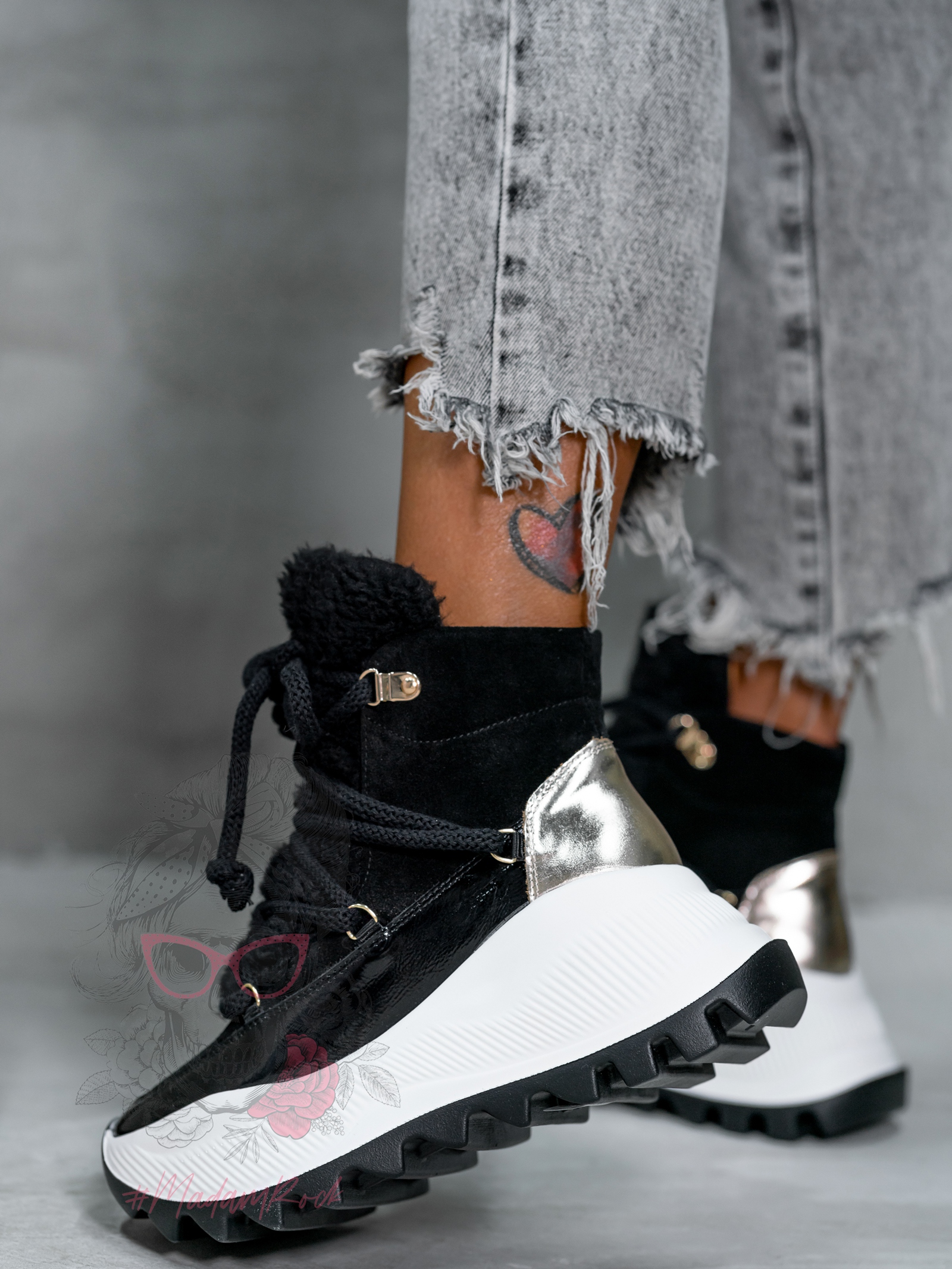 Sneakersy z kożuszkiem Madam Abrigo czarne Sneakersy z kożuszkiem Madam Abrigo czarne