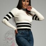 -wyprzedane-Sweterek golf w paski Fiso ecru