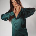 Piżama satynowa Ola Voga Chic Satin butelkowa zieleń