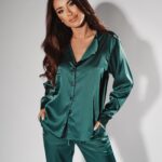 Piżama satynowa Ola Voga Chic Satin butelkowa zieleń