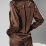Piżama satynowa Ola Voga Chic Satin brązowa