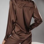 Piżama satynowa Ola Voga Chic Satin brązowa