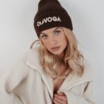 Czapka damska bawełniana OlaVoga Letters brązowa