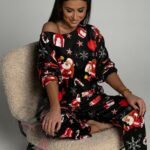 Komplet świąteczny welurowy MC Santas czarny