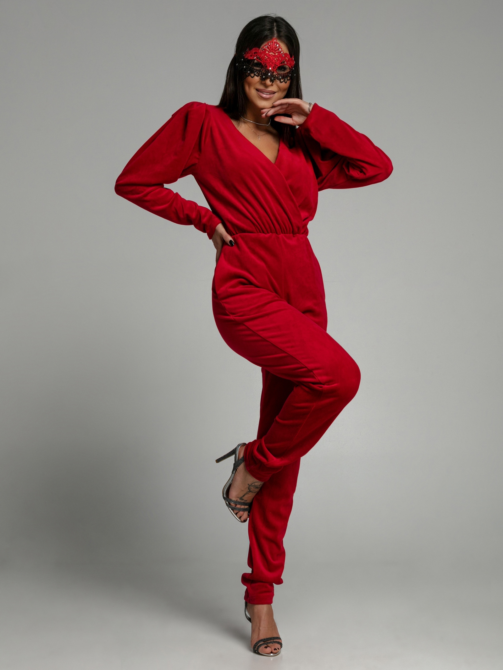 Kombinezon welurowy NB Chic at Home czerwony