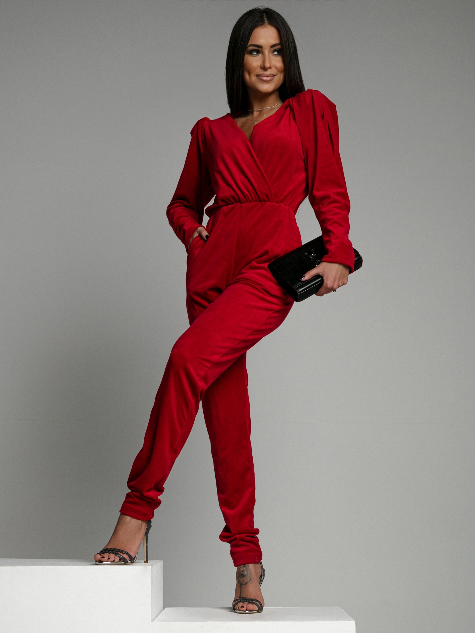 Kombinezon welurowy NB Chic at Home czerwony